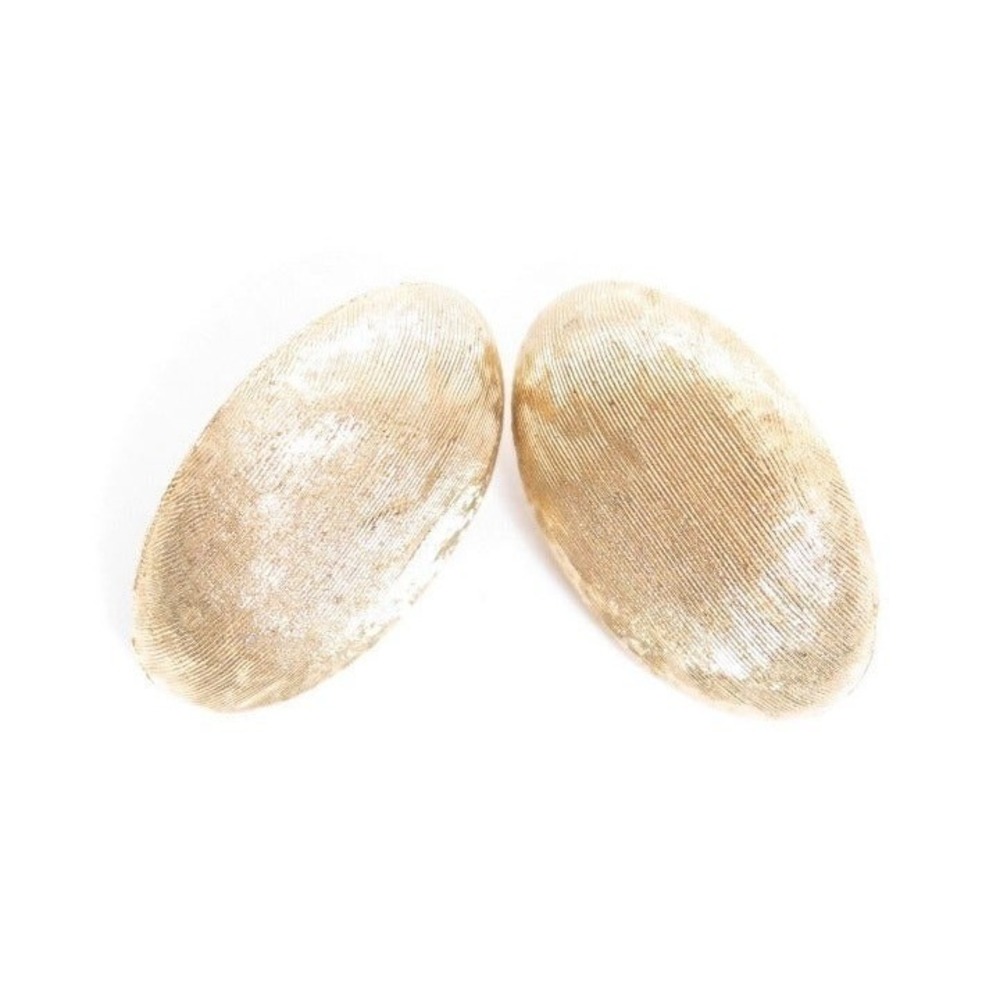 Vintage Oval Textured Gold Toned Pierced Earrings